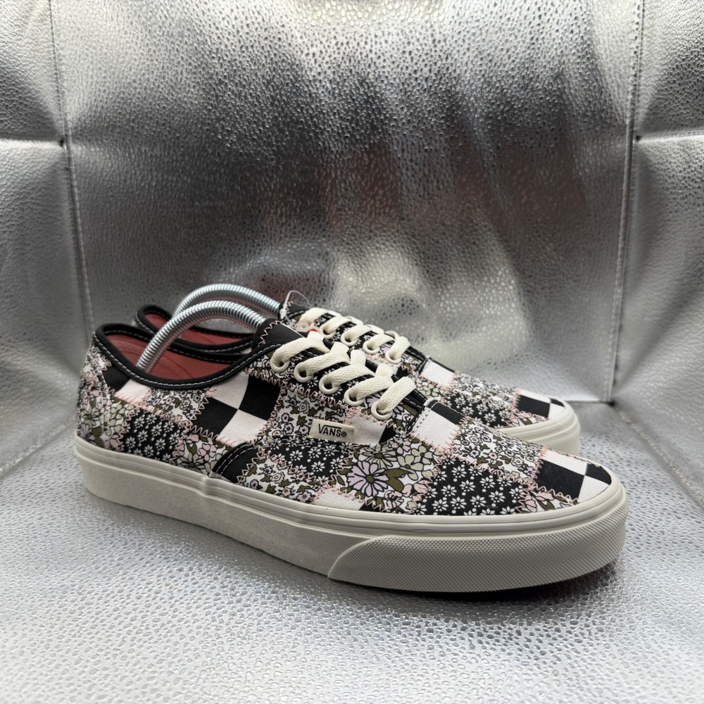 Size 10 Vans Authentic Sneakers Mens Black Floral Patchwork NWT 508731